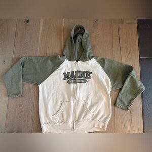 Green and Cream Zip up MAINE Hoodie